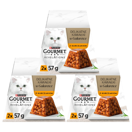 GOURMET Revelations Bucăți delicate în jeleu cu pui 3x(2x57g)