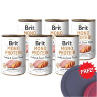 Brit Mono Protein With Turkey and Sweet Potato 6x400g + FREE Can Lid!