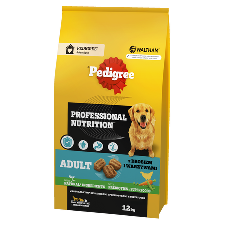 PEDIGREE® Adult Professional Nutrition 12kg with poultry and vegetables - complete dry food for adult dogs of large and medium breeds