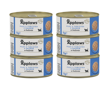no pork APPLAWS Tuna Fillet With Crab In Broth Tin 6x70g