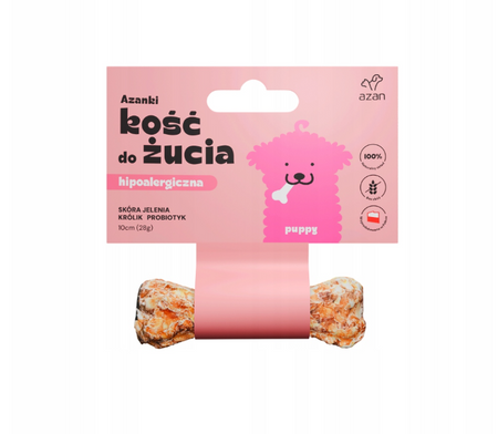 AZANKI Deer skin chew bone for puppies 10 cm