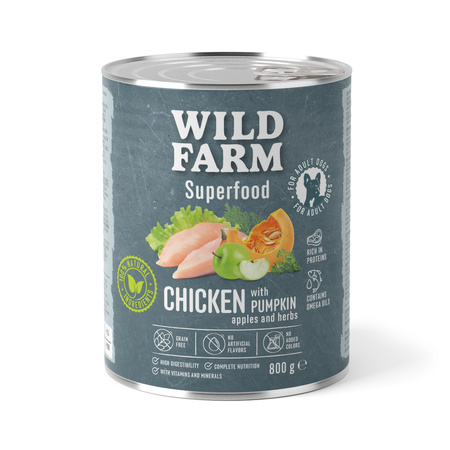 WILD FARM Superfood Chicken (Chicken with pumpkin, apple and herbs) 800g grain-free dog food