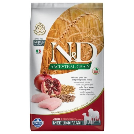 Farmina N&D Ancestral Grain Canine Adult Medium & Maxi Chicken & Pomegranate 12kg