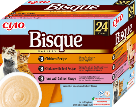 INABA Cat Ciao Bisque - complementary food for cats, cream soup with chicken, beef and fish 2x(24x40g)