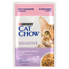 no pork Purina Cat Chow Sensitive Food with Salmon and Courgette in Sauce 85g