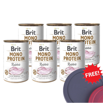 Brit Mono Protein With Rabbit 6x400g + FREE Can Lid!