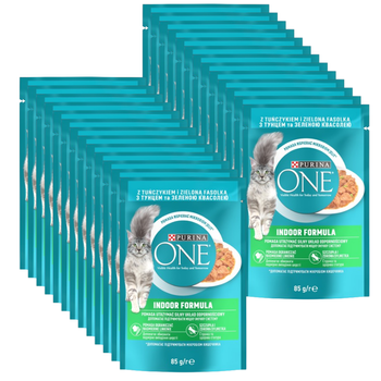 Purina One Indoor Formula Cat Food with tuna and green beans 26x85 g