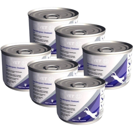 no pork TROVET VRD Hypoallergenic Venison for Cats 6x200g