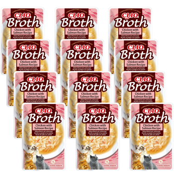 INABA Ciao Broth – complementary cat food with chicken and salmon in broth, 12x40 g