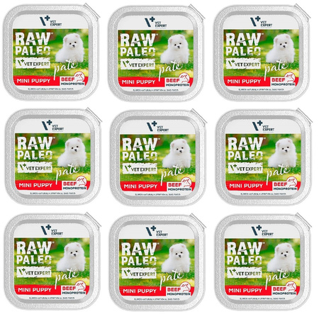 NO PORK Vetexpert Raw Paleo Pate Mini Puppy Beef 9x150g