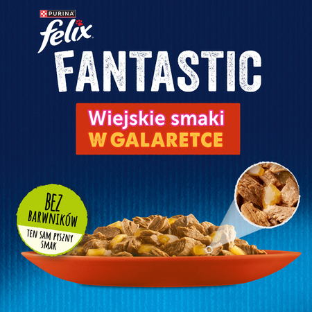 FELIX Wiejskie Smaki in jelly with beef and chicken 4x85g 1+1 FREE