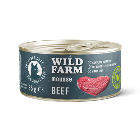 WILD FARM Mousse Beef 6x85g - grain-free mousse for cats