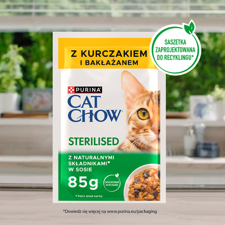 CAT CHOW Sterilised Cat Food with Chicken and Eggplant in Sauce 85g - 20 SIZES + 6 FREE !!!