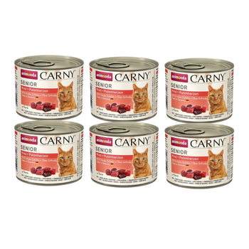 NO PORK Animonda Cat Carny Senior Beef and Turkey Hearts 6x200g