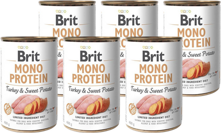 Brit Mono Protein With Turkey and Sweet Potato 6x400g + FREE Can Lid!