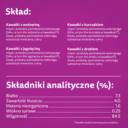 WHISKAS Adult pouches 40 x 85 g Classic Meals – wet food for adult cats, in sauce (pieces with: beef, chicken, lamb, poultry)