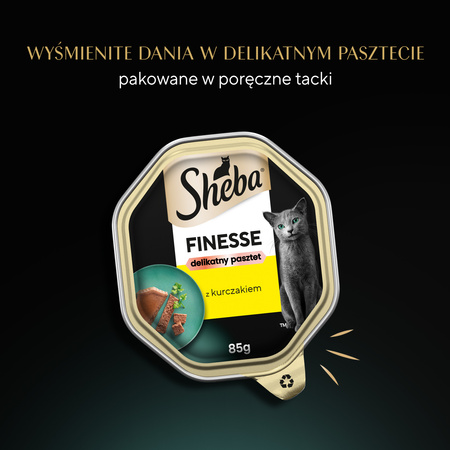 SHEBA Finesse tray 85 g – complete wet food for adult cats, with chicken, in pâté