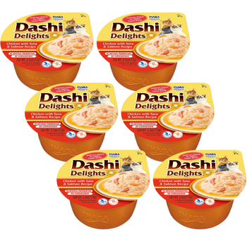 Inaba DASHI complementary cat food - chicken, tuna and salmon flavored broth 6x70 g 