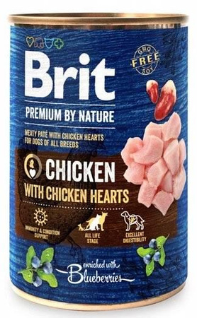 no pork Brit Premium By Nature Chicken With Chicken Hearts 6x400g