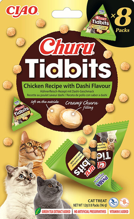 INABA Cat Churu Tidbits - Chicken with Dashi Broth 8x12g