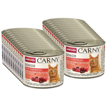 NO PORK Animonda Cat Carny Senior Beef and Turkey Hearts 24x200g