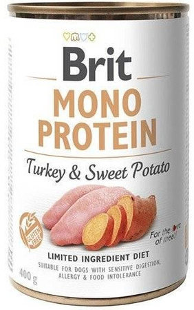 Brit Mono Protein With Turkey and Sweet Potato 6x400g + FREE Can Lid!