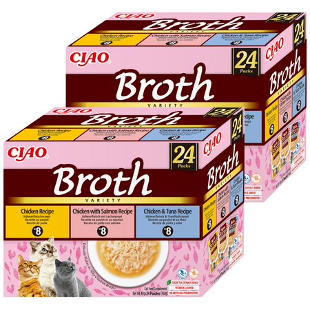 INABA Ciao Broth – complementary cat food with chicken, salmon and tuna flavour 2x(24x40g)