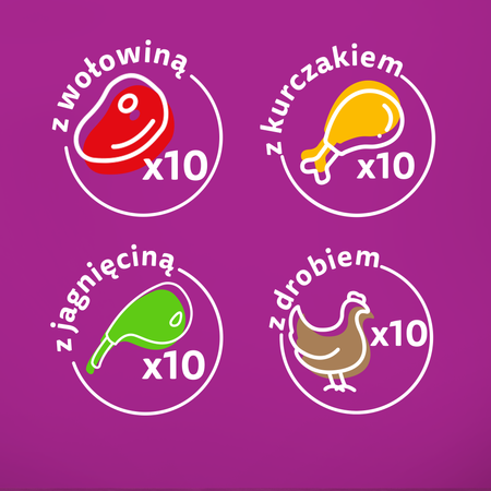 WHISKAS Adult pouches 40 x 85 g Classic Meals – wet food for adult cats, in sauce (pieces with: beef, chicken, lamb, poultry)