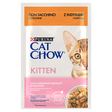 CAT CHOW Kitten Food with turkey and courgette in jelly 10x85g