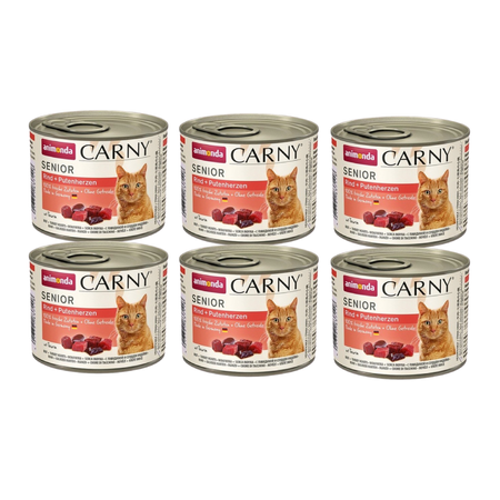 NO PORK Animonda Cat Carny Senior Beef and Turkey Hearts 6x200g