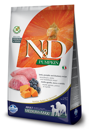 no pork Farmina N&D Pumpkin Grain Free Canine Adult Medium&Maxi Lamb&Blueberry 2.5kg