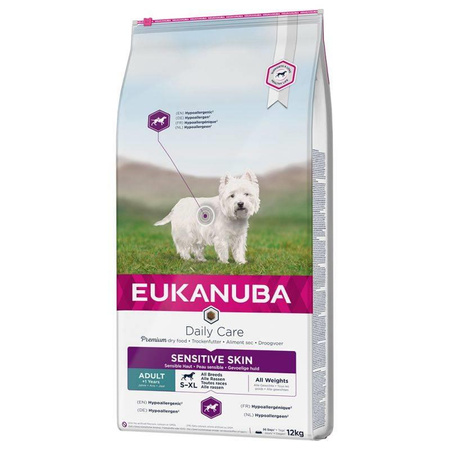 NO PORK Eukanuba Daily Care Adult Sensitive Skin 12kg