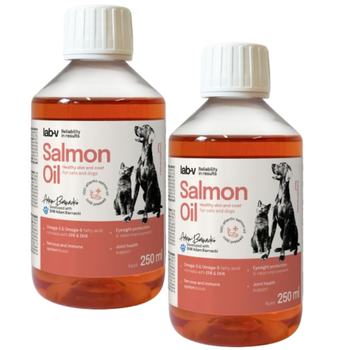 Lab-V 100% Salmon Oil for Dogs and Cats of All Ages 2x250 ml Cold Pressed