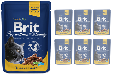 NO PORK Brit Premium Cat for Adult Cats with Chicken and Turkey 6x100g