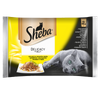 SHEBA Delicacy Fine Flakes Poultry Flavours pouches 4x85 g – complete wet food for adult cats, in jelly (pieces with: duck, chicken, poultry, turkey)