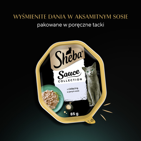 SHEBA Sauce Collection tray 85g – complete wet food for adult cats, chunks with veal, in sauce