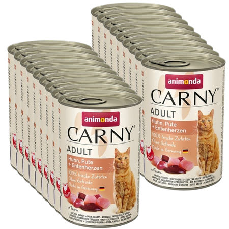 Animonda Cat Carny Adult Chicken, Turkey and Duck Hearts 18x400g