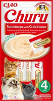 no pork INABA Churu tuna and crab flavoured cat treat 4x14g