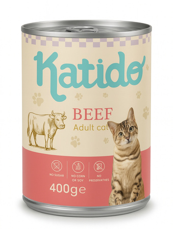 Katido Wet Cat Food with Beef 24x400g