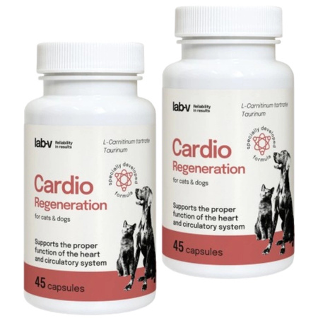 Lab-v Cardio Regeneration – Support for the proper functioning of the heart and circulatory system for dogs and cats 2x45 capsules