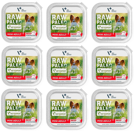 no pork Vetexpert Raw Paleo Pate Mini Adult Beef 9x150g