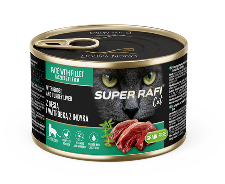 DOLINA NOTECI Super Rafi Cat P&F with goose and turkey liver for sterilized cats 24x185g