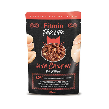 no pork Fitmin Cat For Life Kitten Chicken 85g