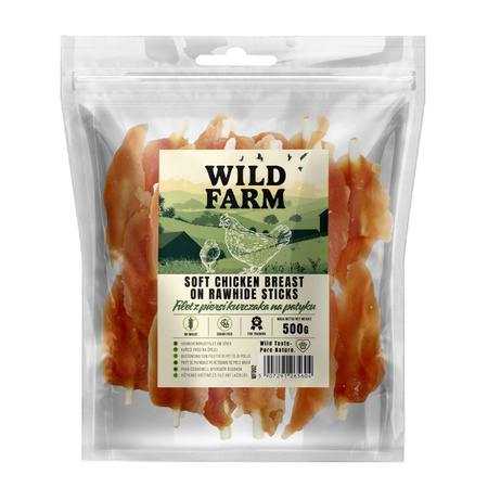 WILD FARM Chicken breast fillet on a stick 500g dog treat