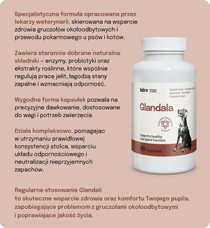 Lab-v Glandala - Supports the proper functioning of the anal glands and digestive tract in dogs 90 capsules