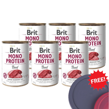 Brit Mono Protein Beef 6x400g+Can lid FREE!