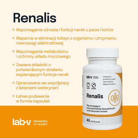 Lab-v Renalis – Support for chronic renal failure in dogs and cats, 2x45 capsules