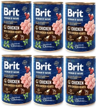 no pork Brit Premium By Nature Chicken With Chicken Hearts 6x800g