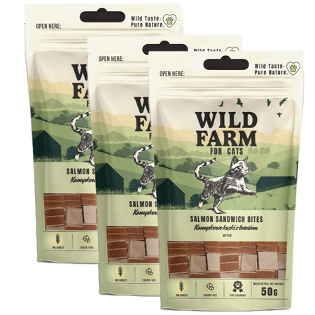 WILD FARM Salmon sandwich bites 3x50g cat treat