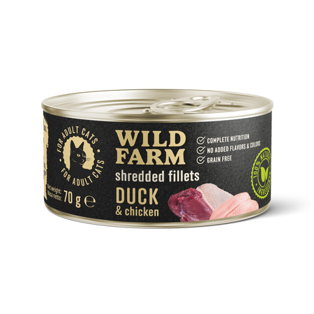 WILD FARM Fillets Duck&Chicken 6x70g - grain-free wet cat food, fillet in broth
